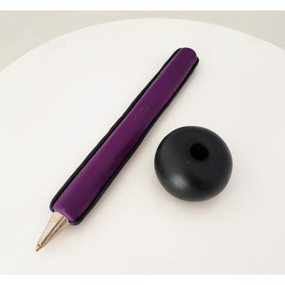 Decorated Black & Purple Pen With Holder