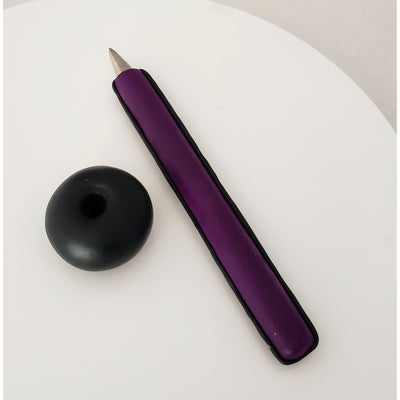 Decorated Black & Purple Pen With Holder